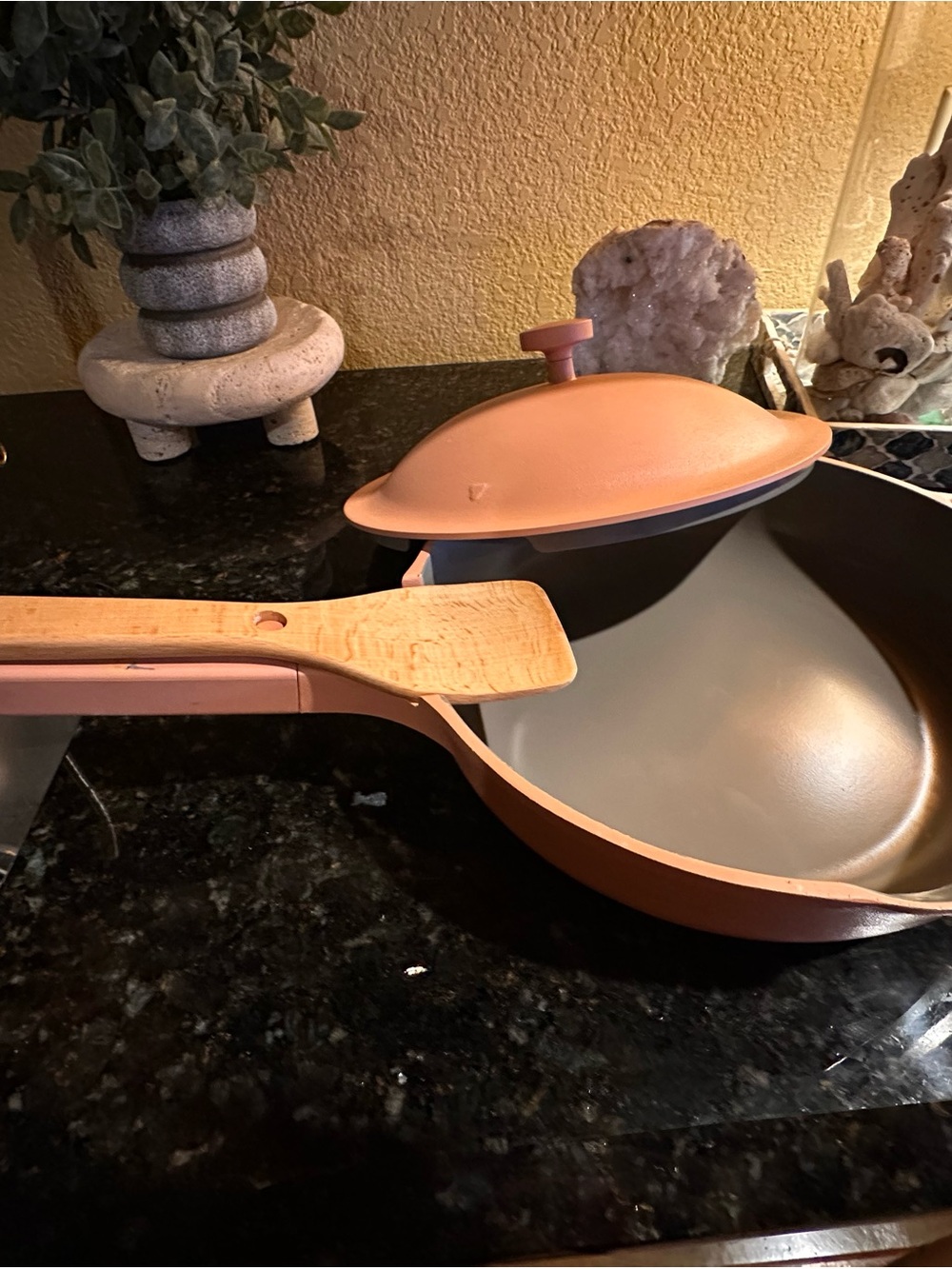 Our Place Peach Ceramic-Coated Frying Pan with Matching Lid